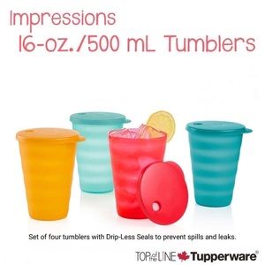 Tupperware Impressions Tumblers with 4 bonus Whistle Straws